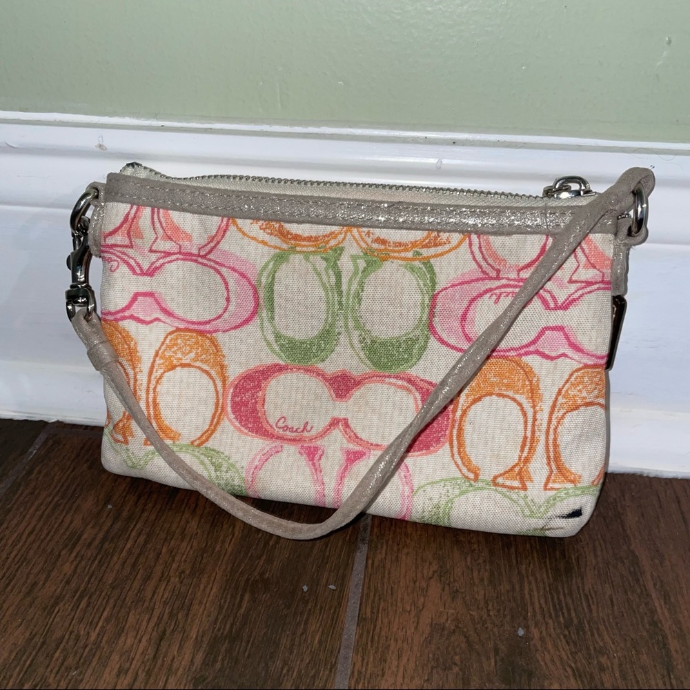 VTG 90sY2k Retro COACH POPPY multicolored mini pouchette bag convert to wristlet - Picture 5 of 12